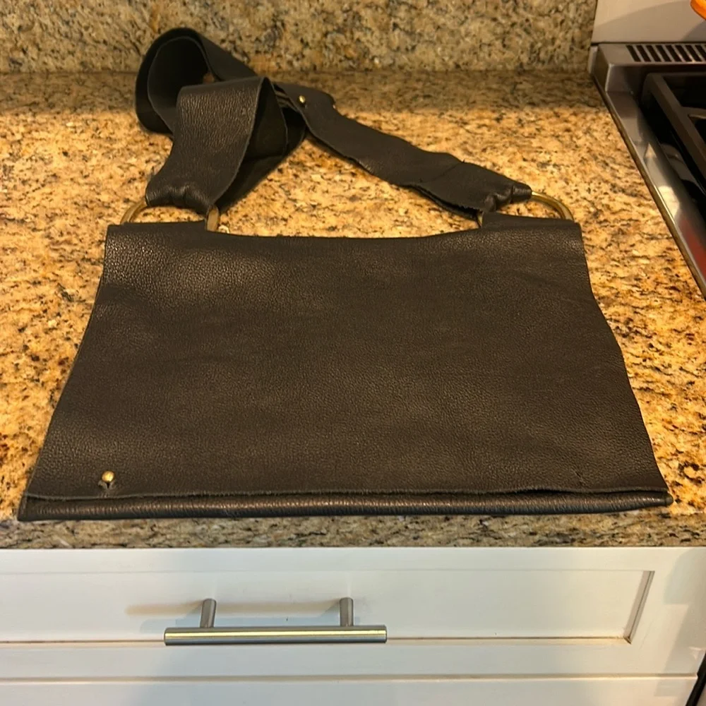 Pebbled Leather Black Crossbody Laptop Bag Grommet Artisan Leather Maker